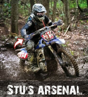 Stu Baylor in wet conditions using the G2 400 Cam to with his Yamaha YZ450
